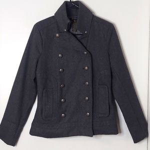 GRASS COLLECTION Women's Grey Button Up Lined Pea Coat